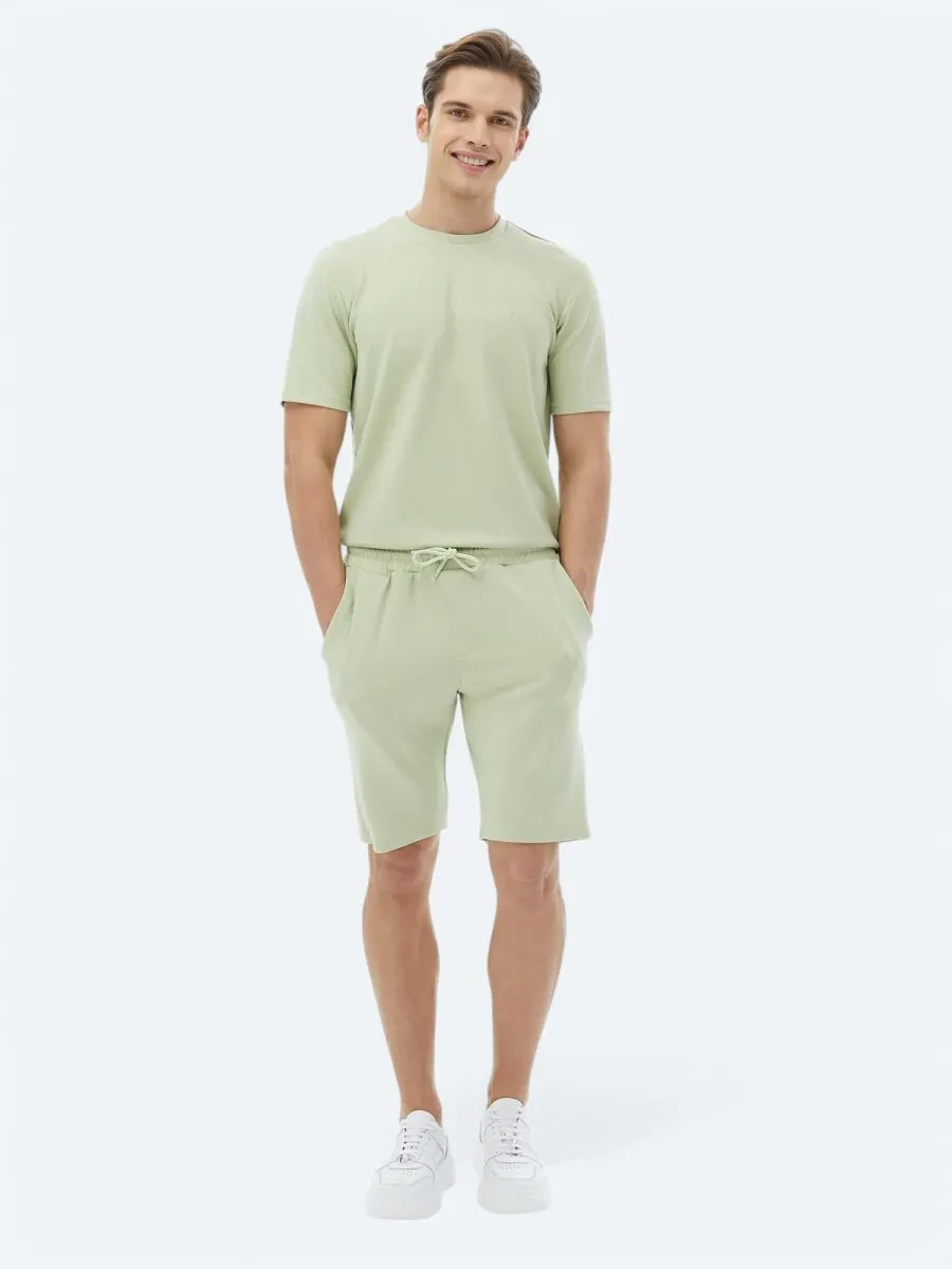 Light Green Plain Crew Neck T-Shirt - 2