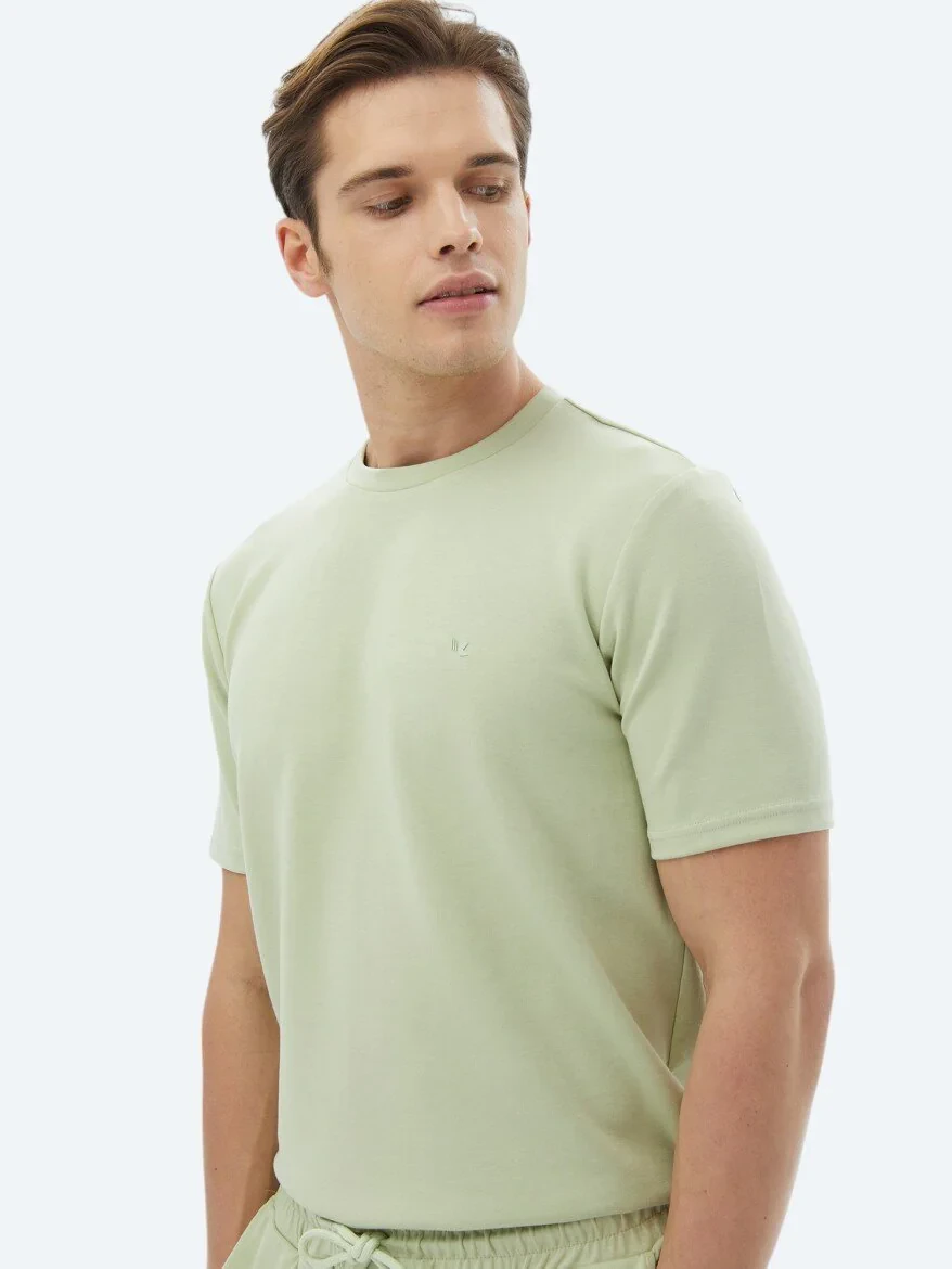 Light Green Plain Crew Neck T-Shirt - 3