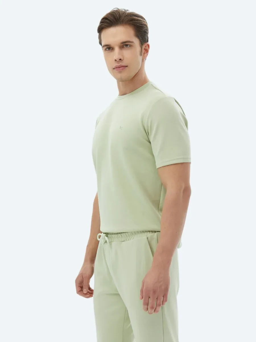 Light Green Plain Crew Neck T-Shirt - 5