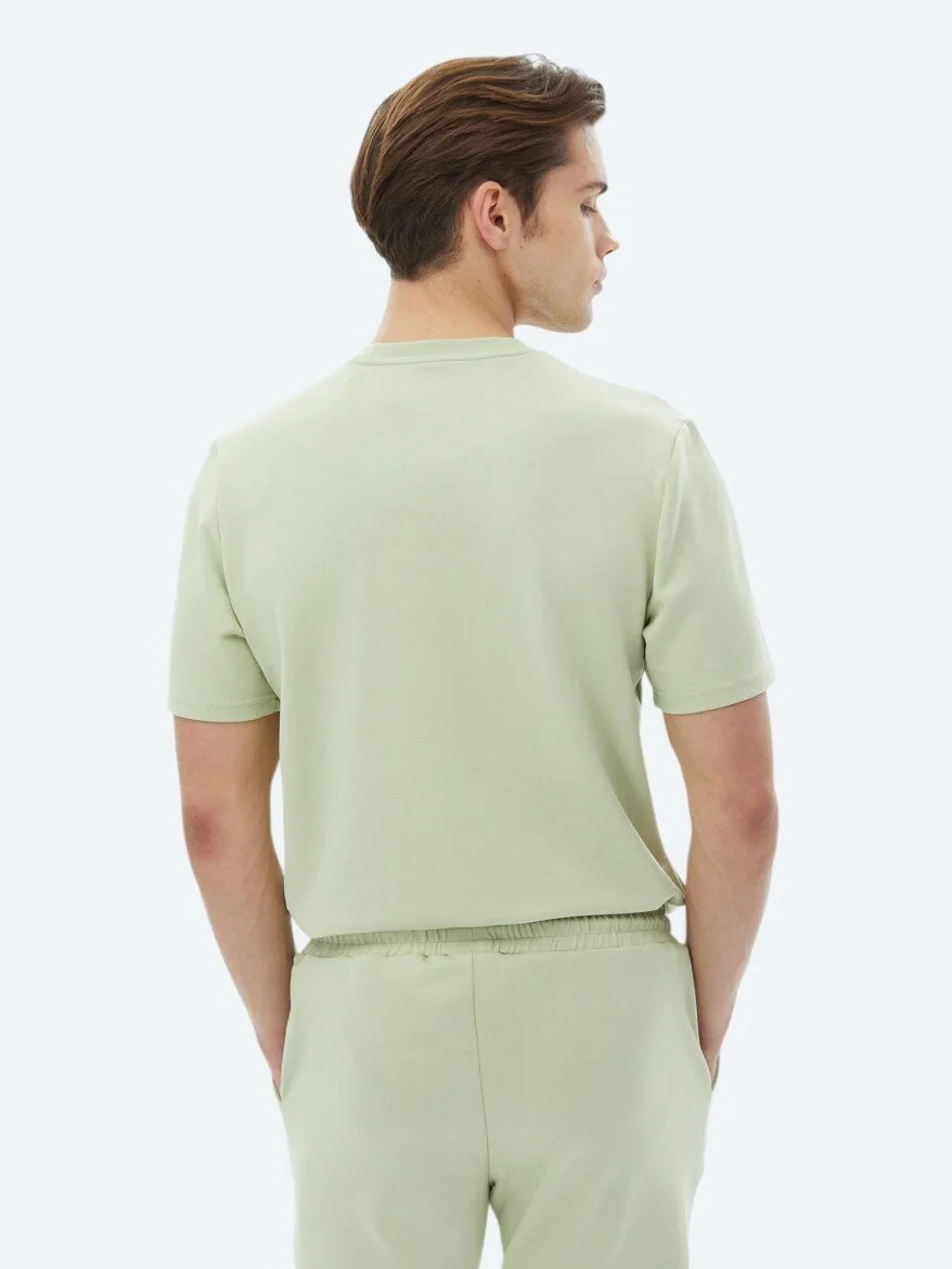 Light Green Plain Crew Neck T-Shirt - 7