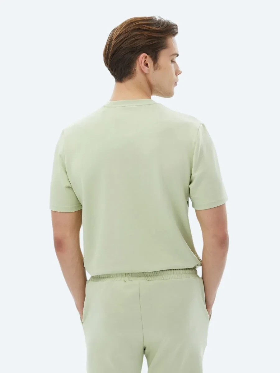 Light Green Plain Crew Neck T-Shirt - 7