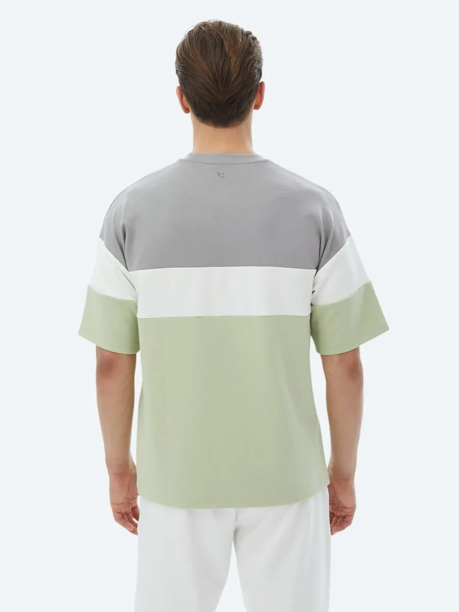 Light Green Striped Crew Neck T-Shirt - 8