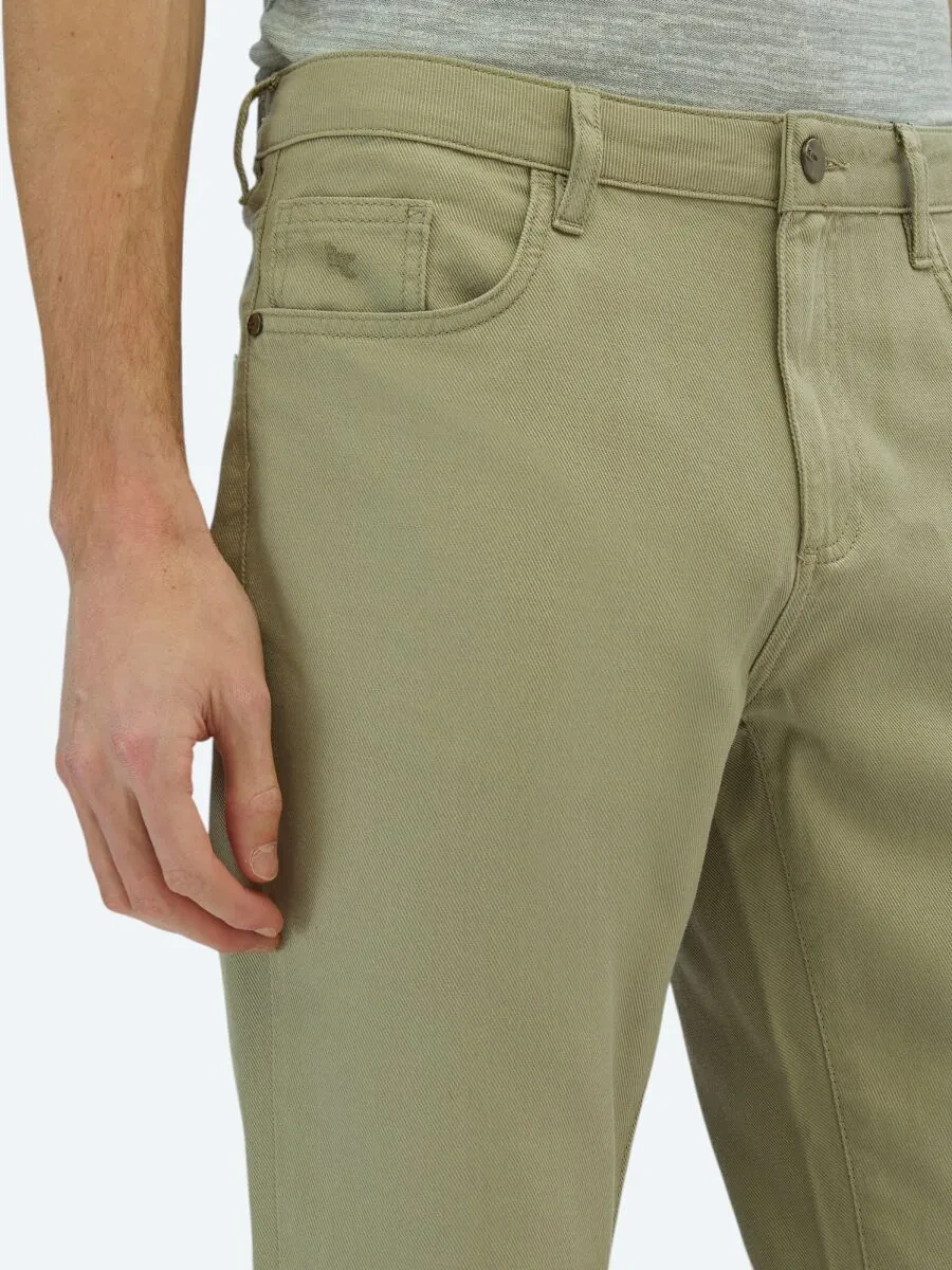 Light Green Weaving Regular Fit Casual Cotton Blended Trousers - 3
