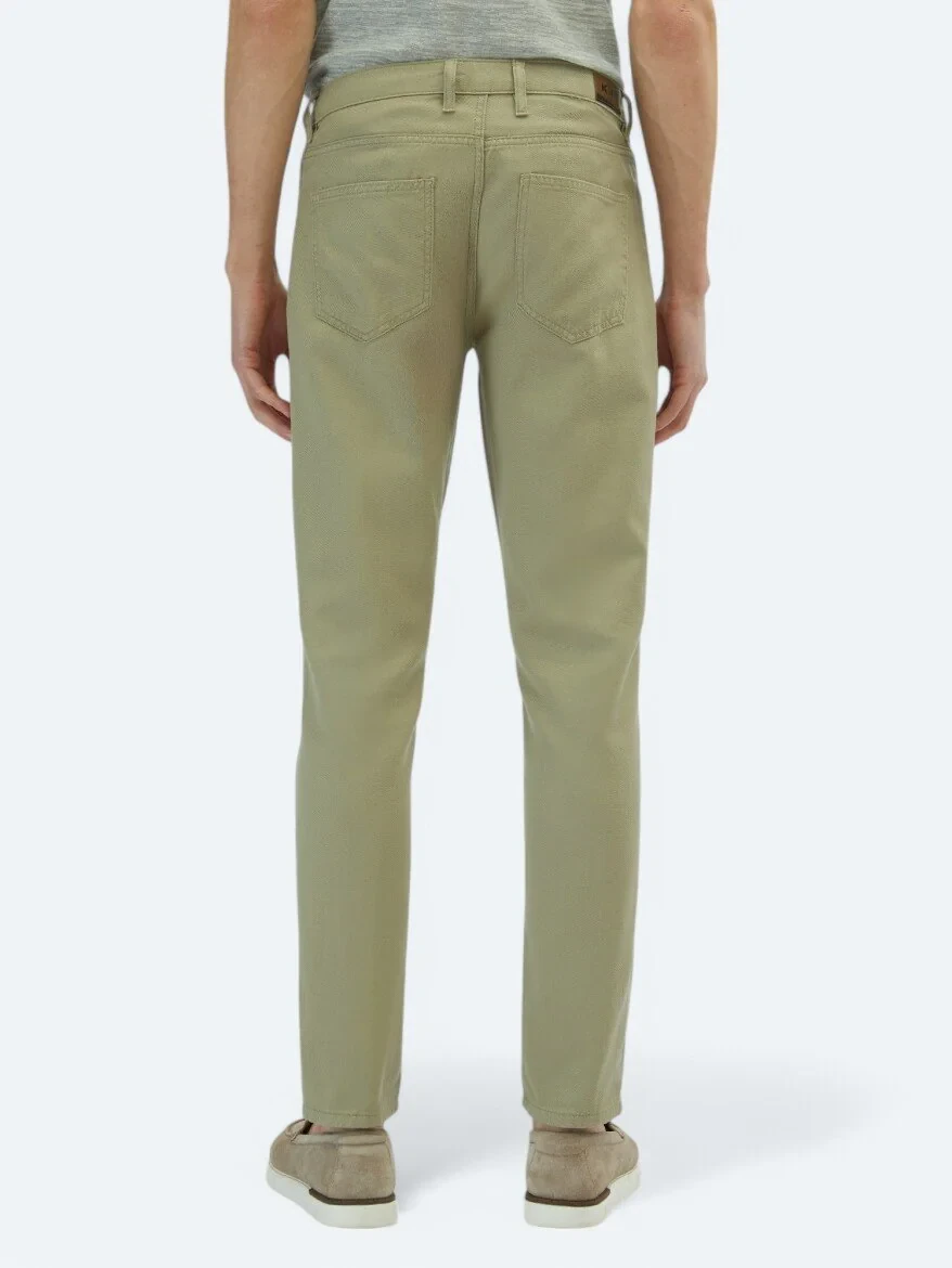 Light Green Weaving Regular Fit Casual Cotton Blended Trousers 