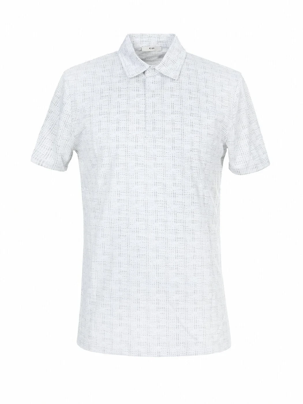 Light Grey Jacquard Polo Neck T-Shirt - 5