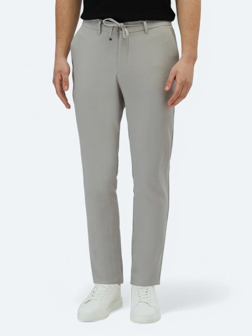 Light Grey Knitting Jogging Fit Casual Trousers - 2