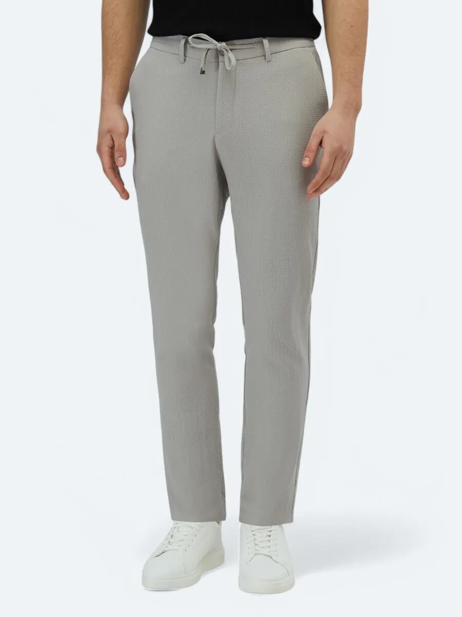 Light Grey Knitting Jogging Fit Casual Trousers - 2