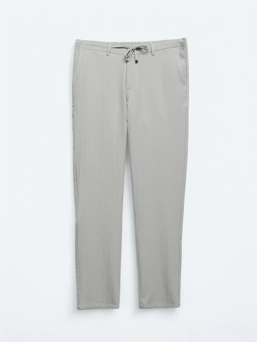 Light Grey Knitting Jogging Fit Casual Trousers - 5