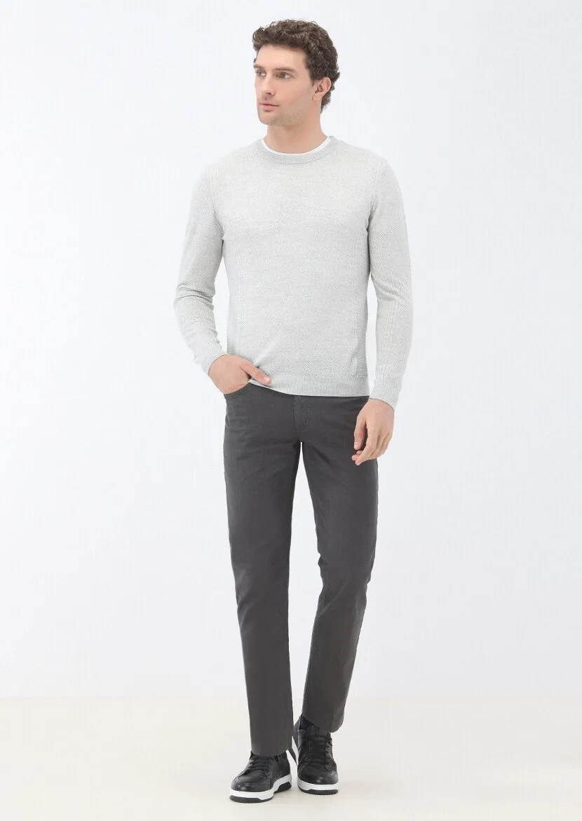 Light Grey Knitwear Sweatshirt - 2