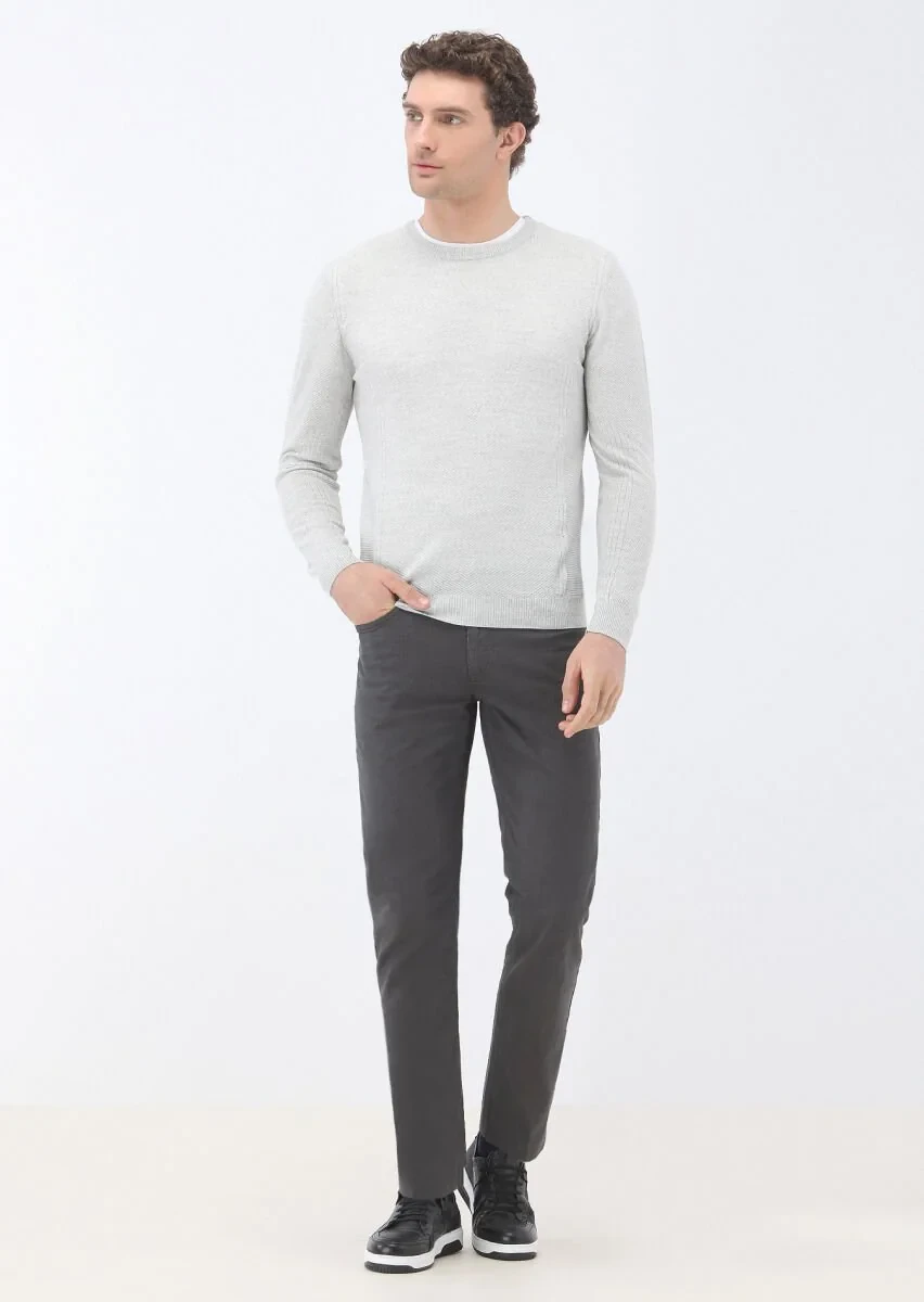 Light Grey Knitwear Sweatshirt - 2