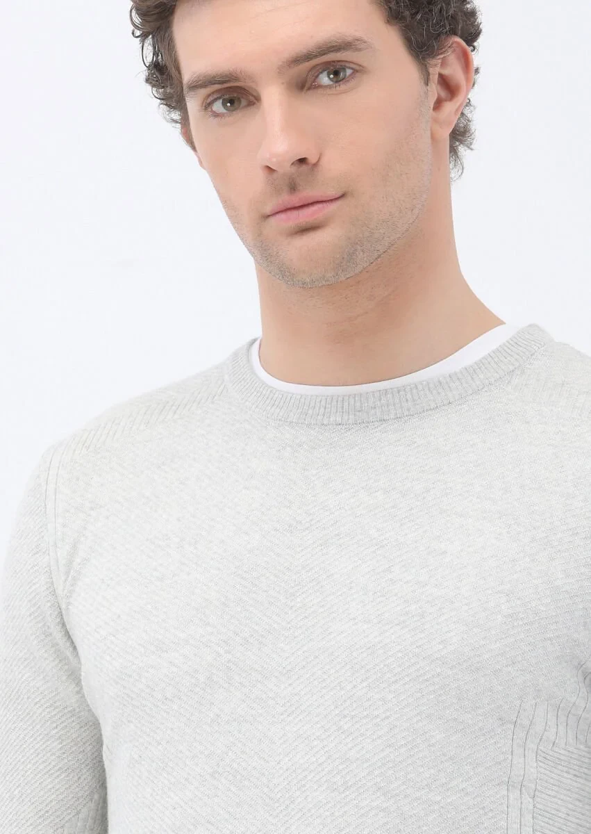 Light Grey Knitwear Sweatshirt - 4