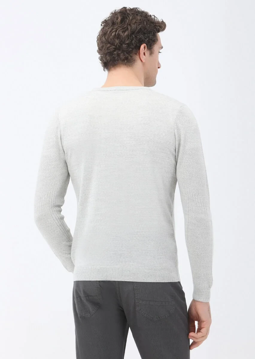Light Grey Knitwear Sweatshirt - 5