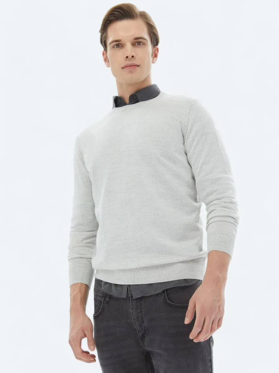 Light Grey Knitwear Sweatshirt - 1