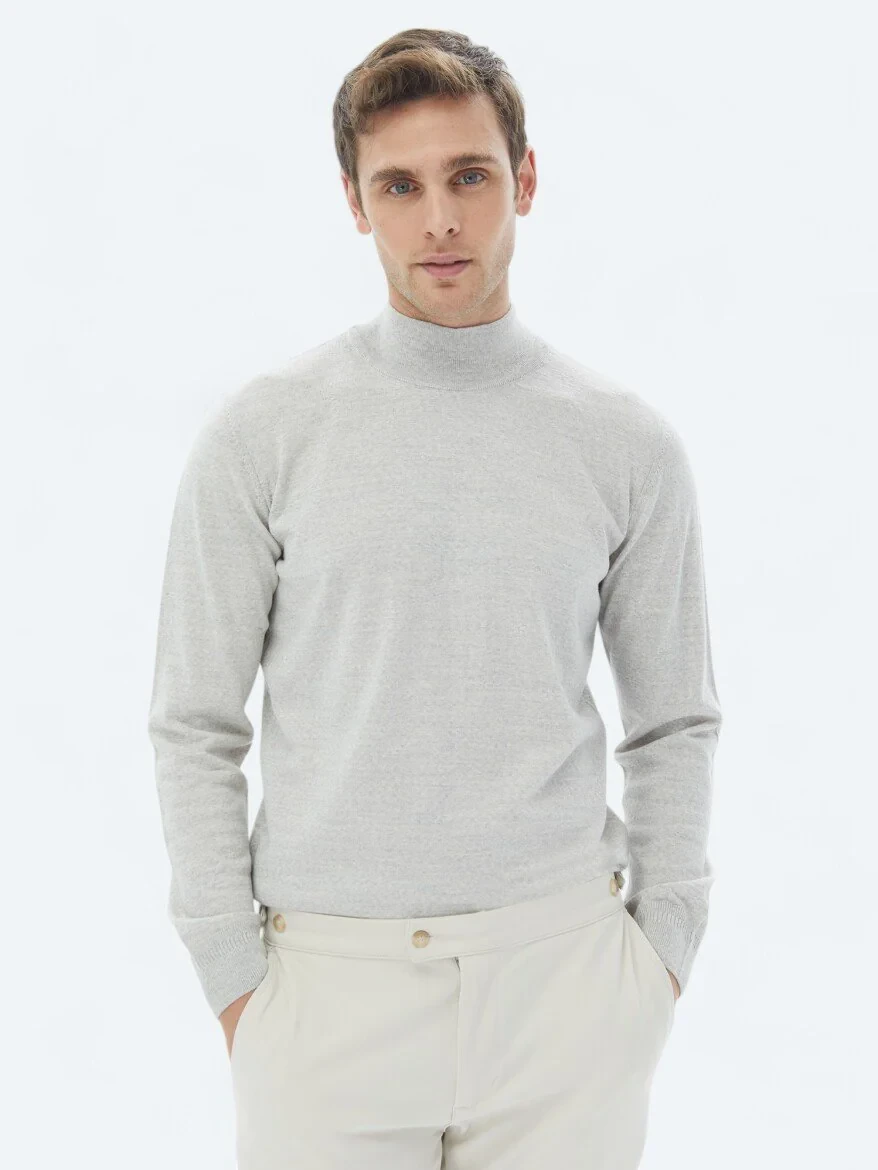 Light Grey Knitwear Sweatshirt - 1