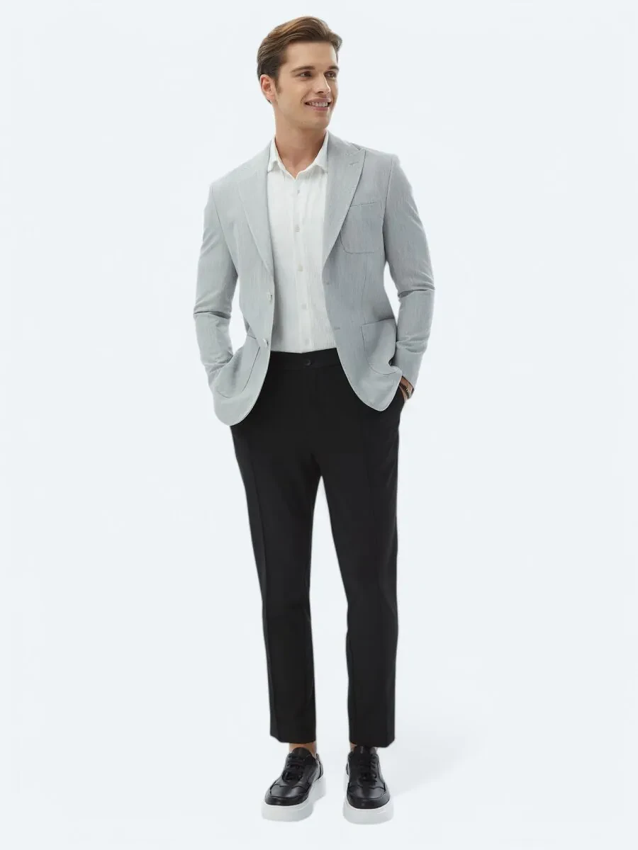 Light Grey Plain Modern Fit Jacket - 4