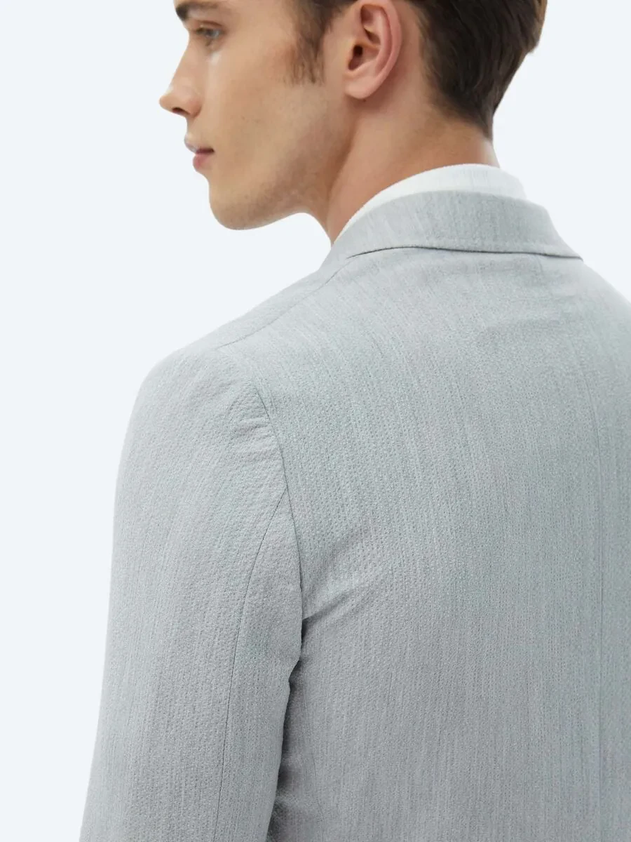 Light Grey Plain Modern Fit Jacket - 8