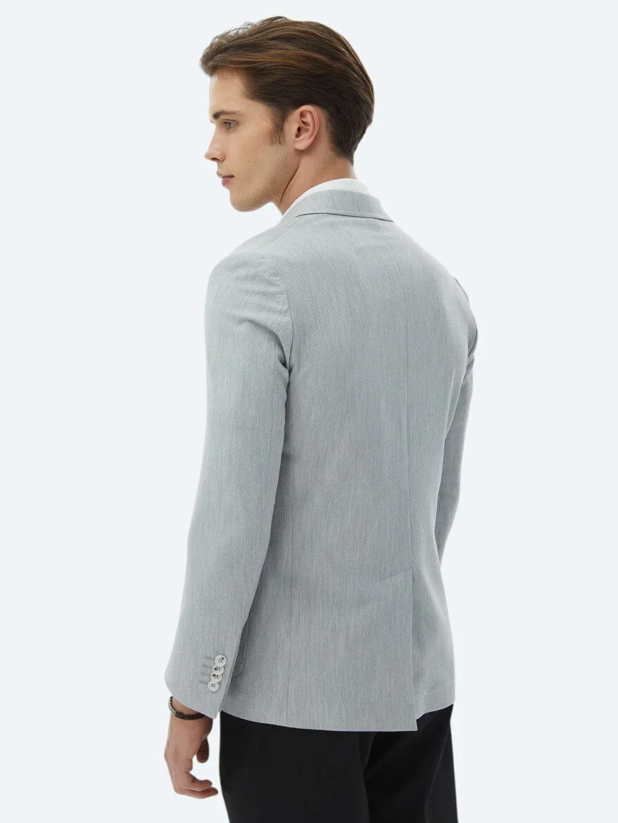 Light Grey Plain Modern Fit Jacket - 9