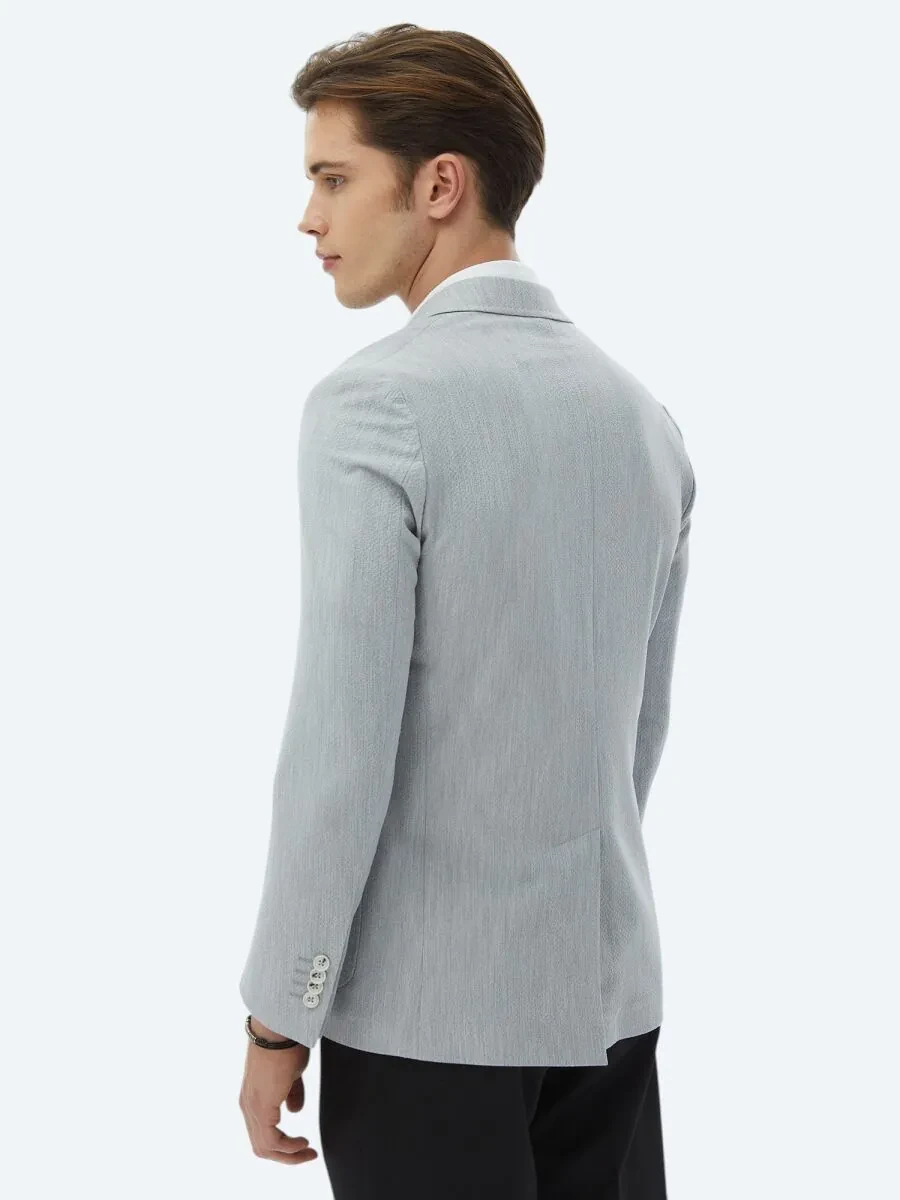 Light Grey Plain Modern Fit Jacket - 9