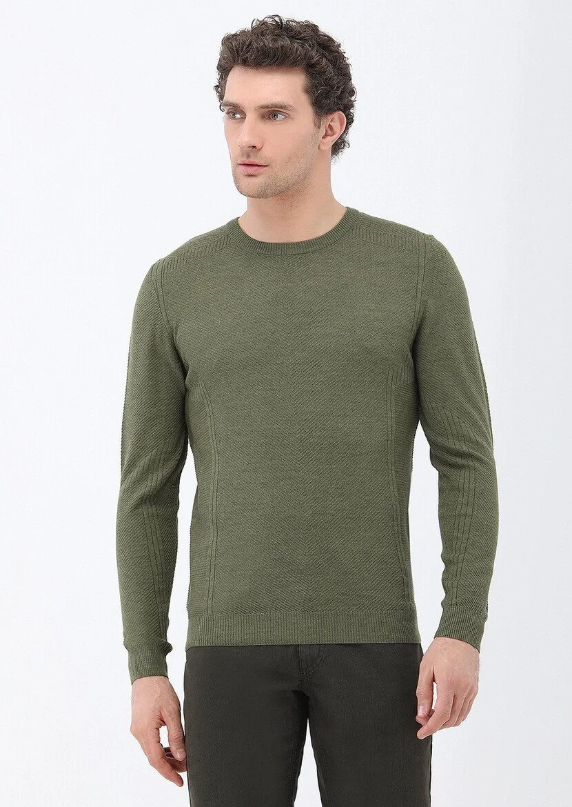 Light Khaki Knitwear Sweatshirt - 1