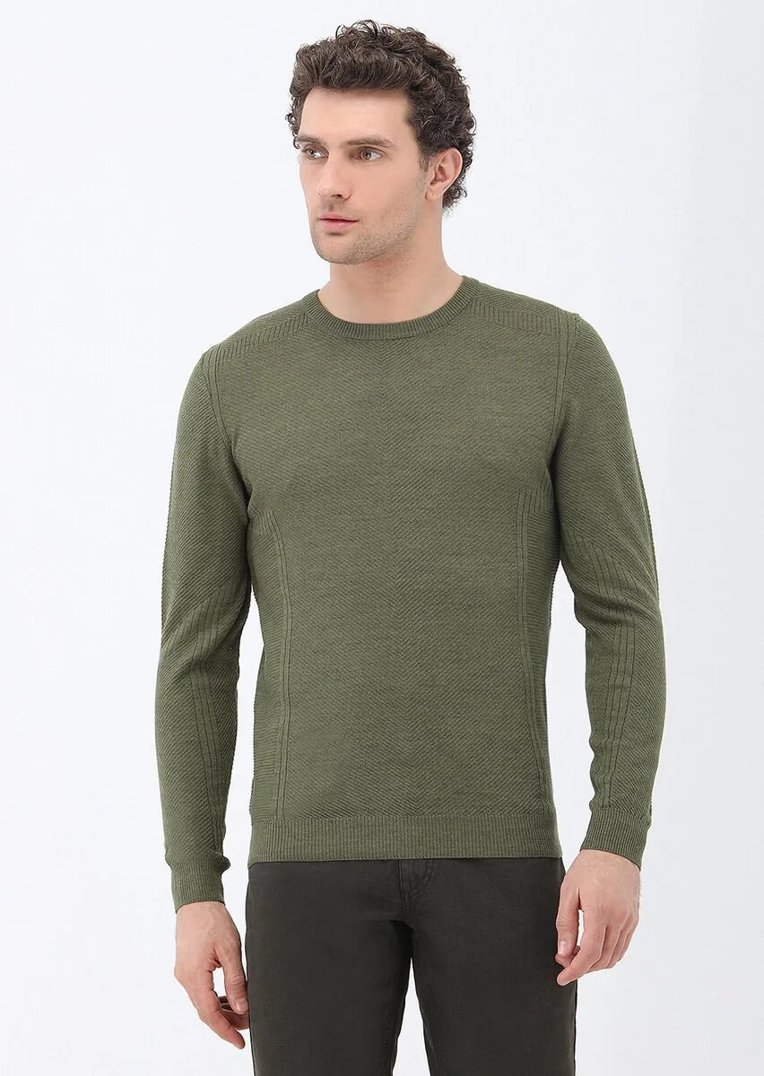 Light Khaki Knitwear Sweatshirt - 1