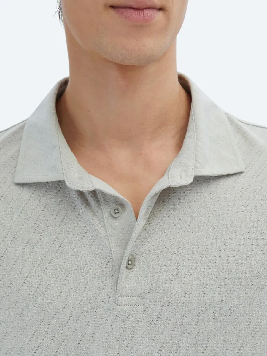 Light Khaki Patterned Polo Neck T-Shirt - 4