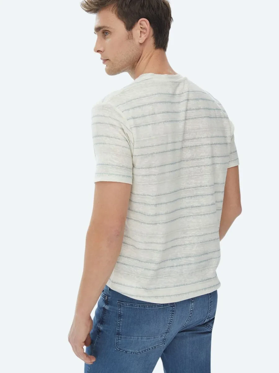Light Khaki Printed Crew Neck Cotton Blended T-Shirt - 8