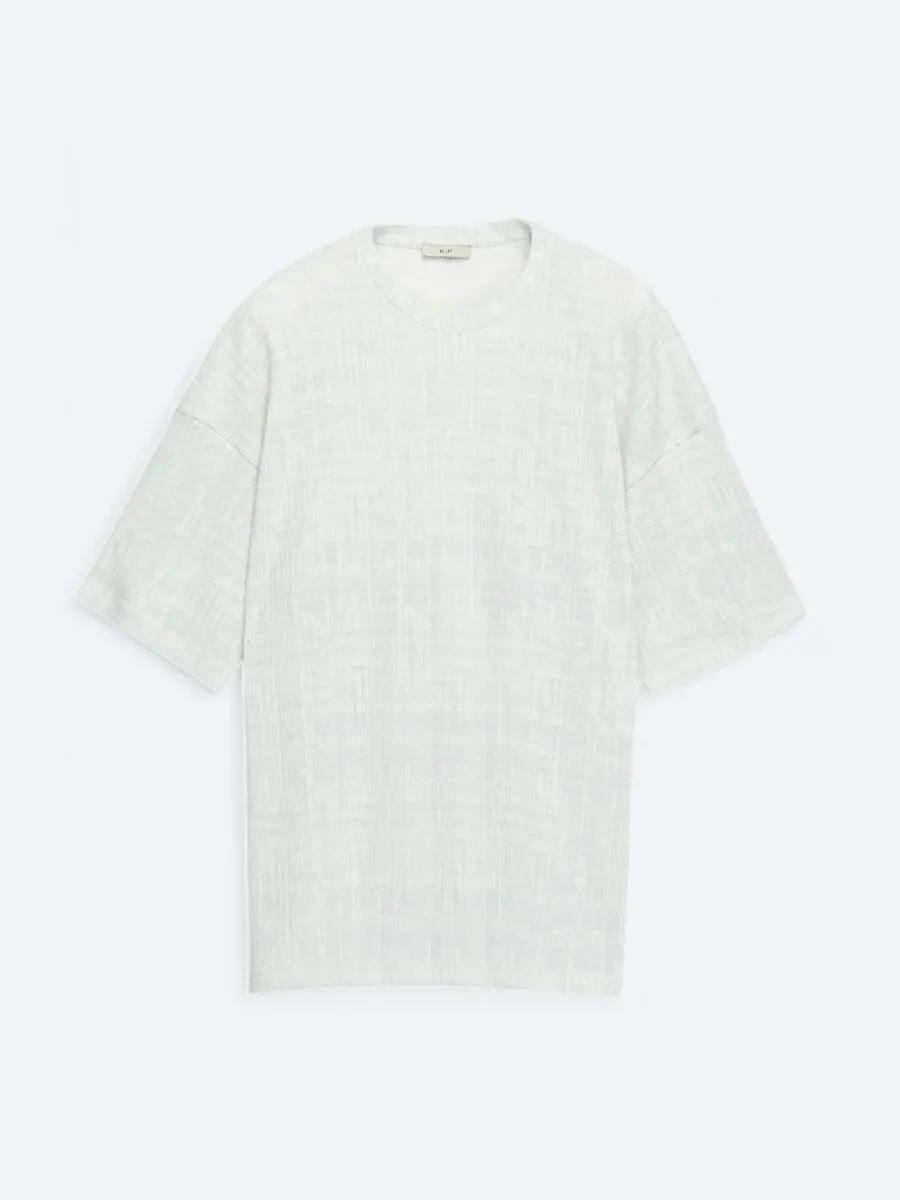Light Khaki Printed Crew Neck Cotton Blended T-Shirt - 6