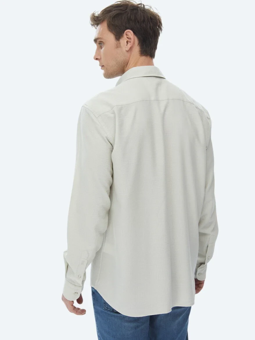 Light Khaki Regular Fit Weaving Casual Shirt - 8