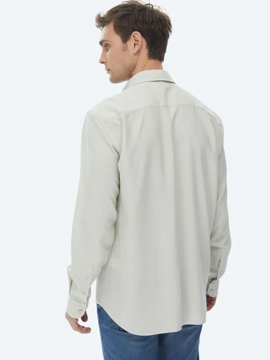Light Khaki Regular Fit Weaving Casual Shirt - 8