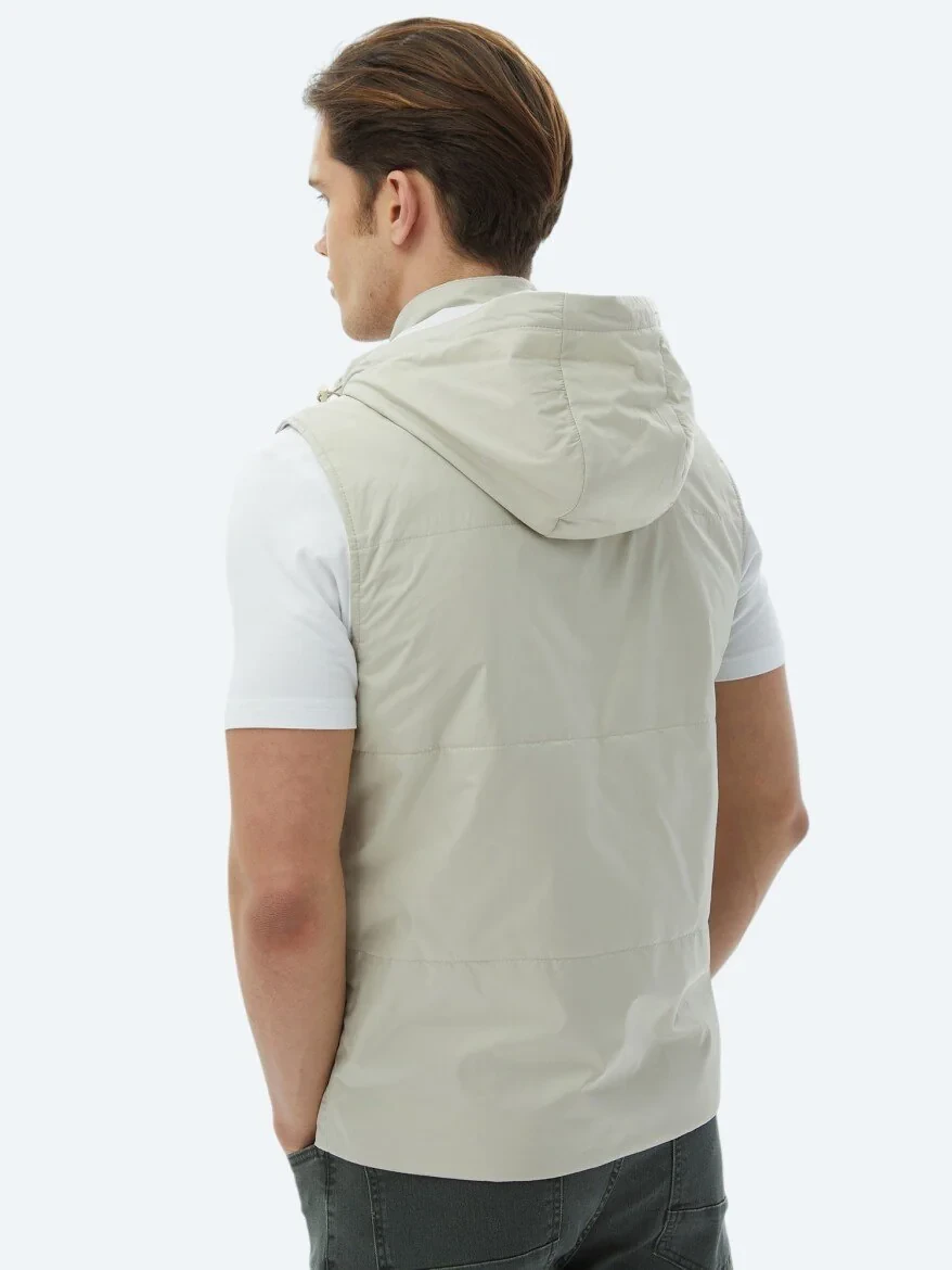 Light Khaki Weaving Puffer Vest - 7