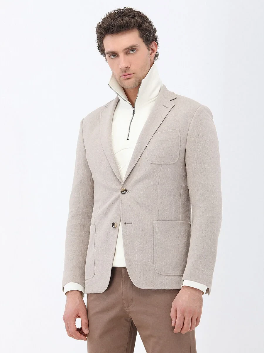 Light Mink Micro Slim Fit Jacket - 1
