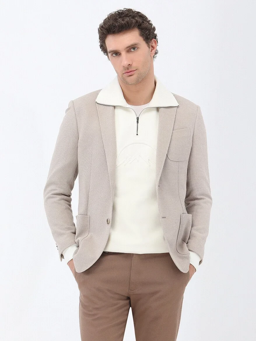 Light Mink Micro Slim Fit Jacket - 3