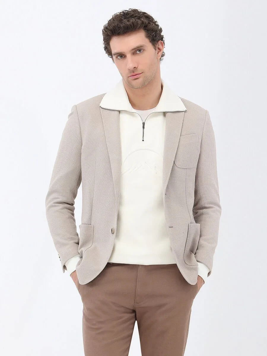 Light Mink Micro Slim Fit Jacket - 3