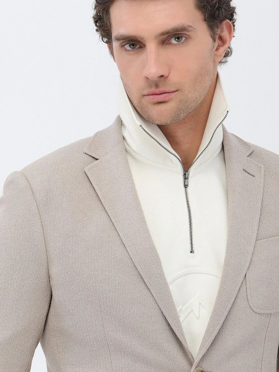 Light Mink Micro Slim Fit Jacket - 4