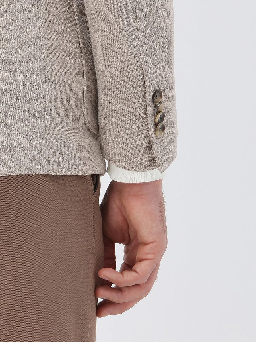 Light Mink Micro Slim Fit Jacket - 5