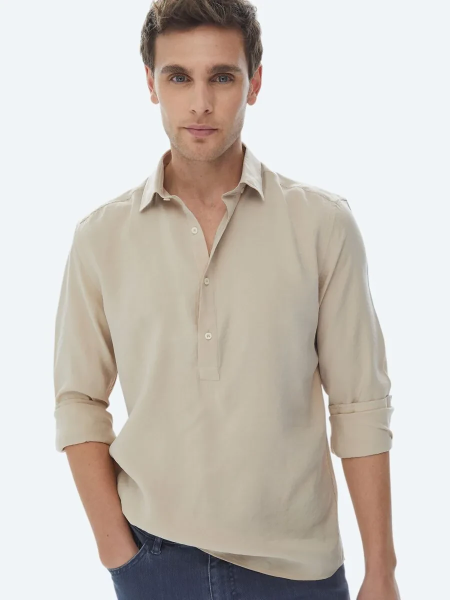 Light Mink Regular Fit Weaving Casual Shirt - 3