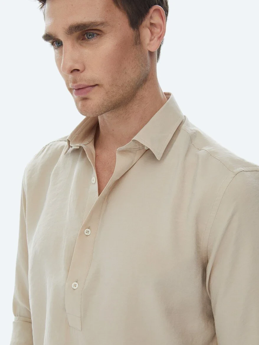 Light Mink Regular Fit Weaving Casual Shirt 