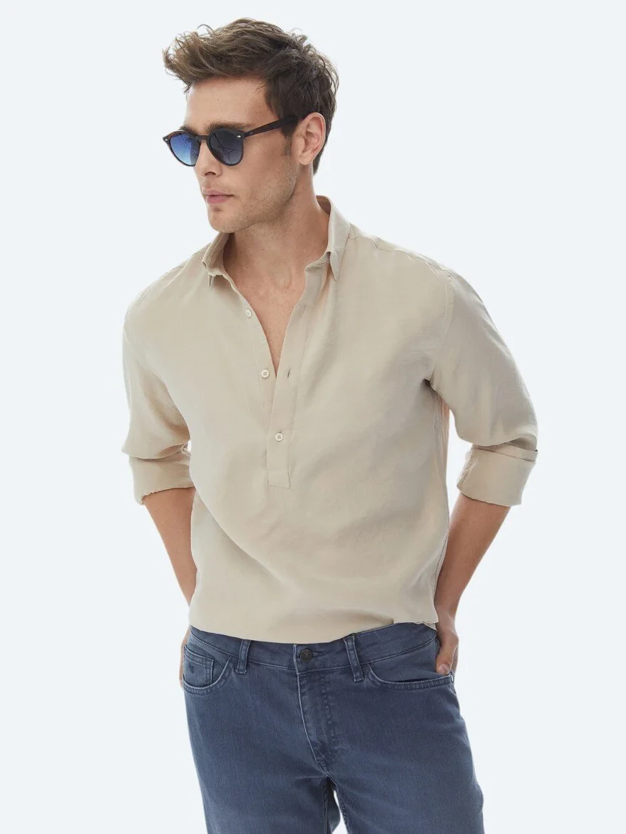 Light Mink Regular Fit Weaving Casual Shirt - 9