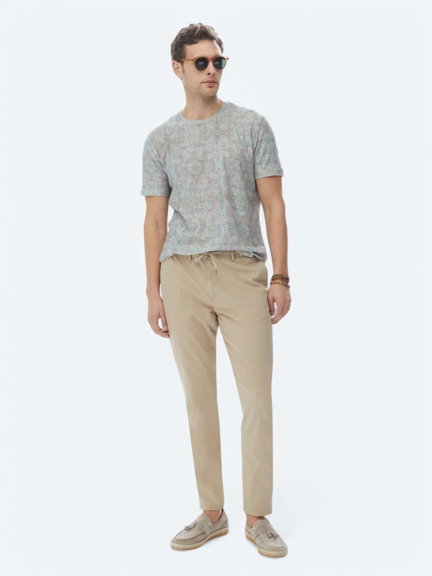 Light Mink Weaving Jogging Fit Casual Cotton Blended Trousers - 1