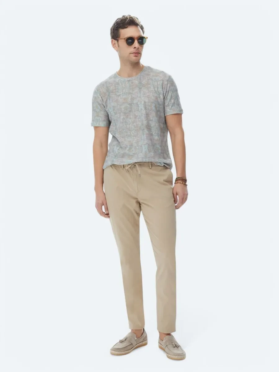 Light Mink Weaving Jogging Fit Casual Cotton Blended Trousers - 1