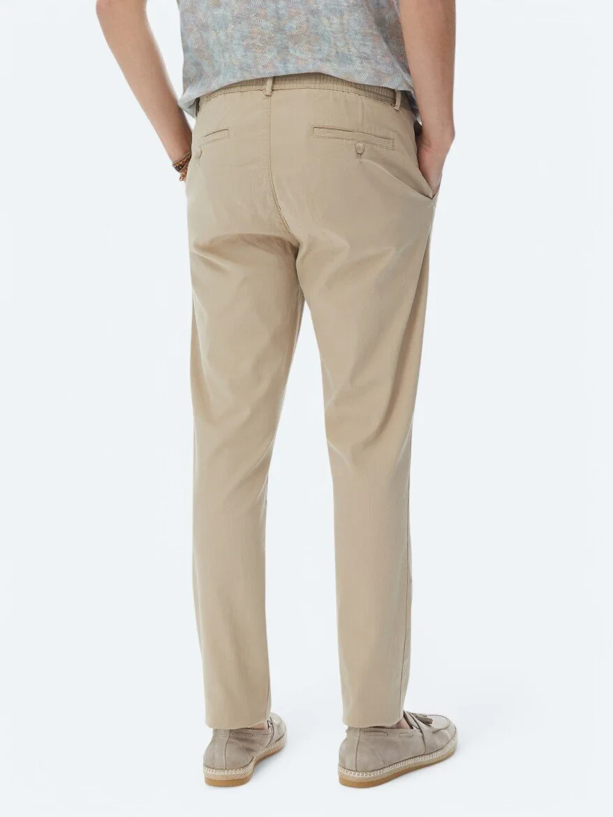 Light Mink Weaving Jogging Fit Casual Cotton Blended Trousers - 4