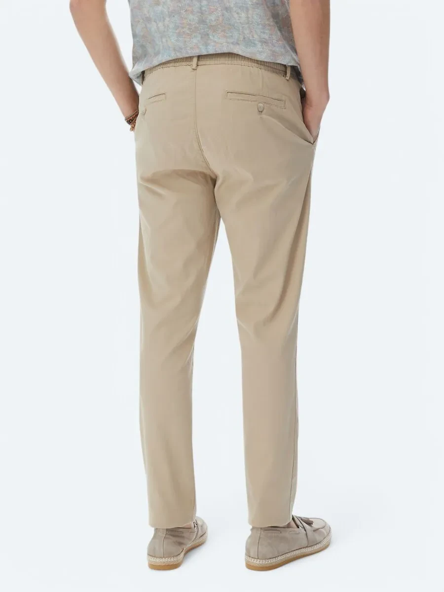 Light Mink Weaving Jogging Fit Casual Cotton Blended Trousers - 4