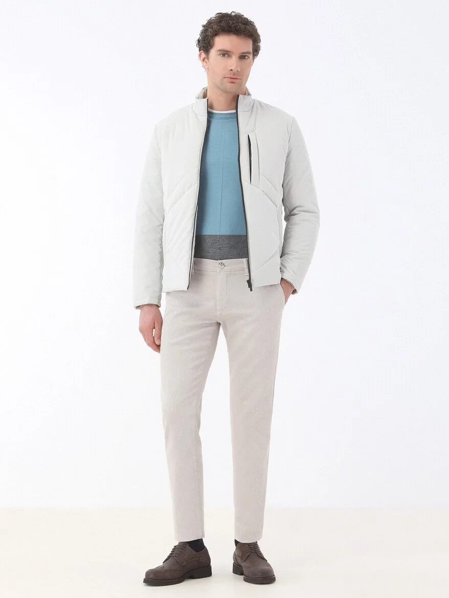 Light Mink Weaving Slim Fit Smart Casual Cotton Blended Trousers - 3