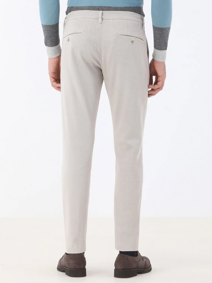 Light Mink Weaving Slim Fit Smart Casual Cotton Blended Trousers - 5