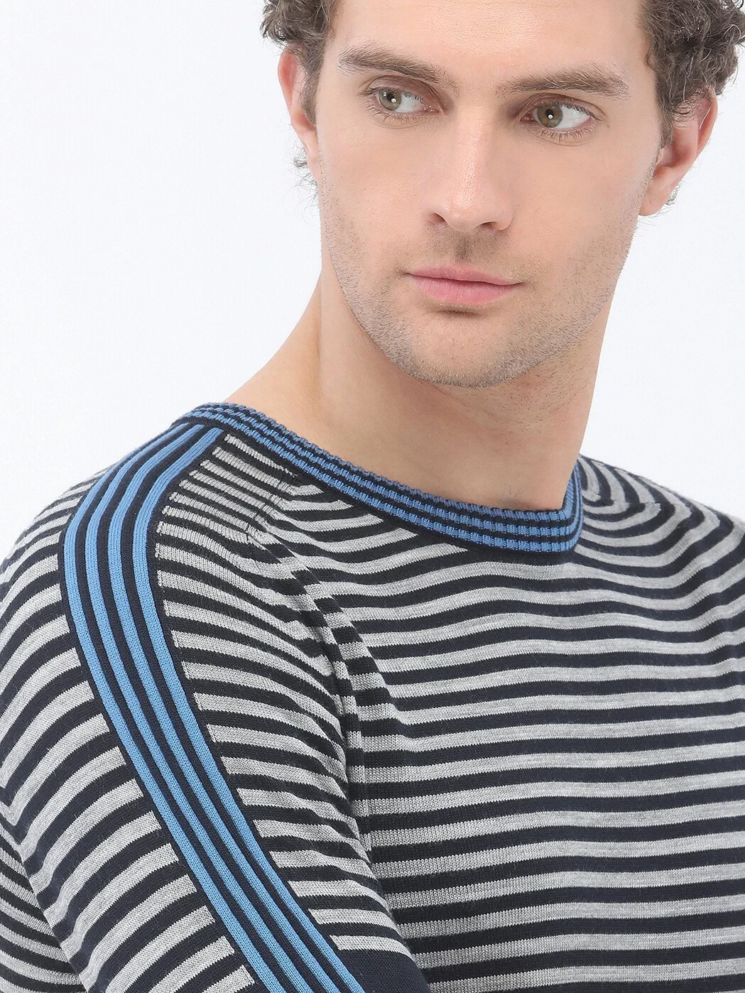 Light Navy Blue Knitwear Sweatshirt 