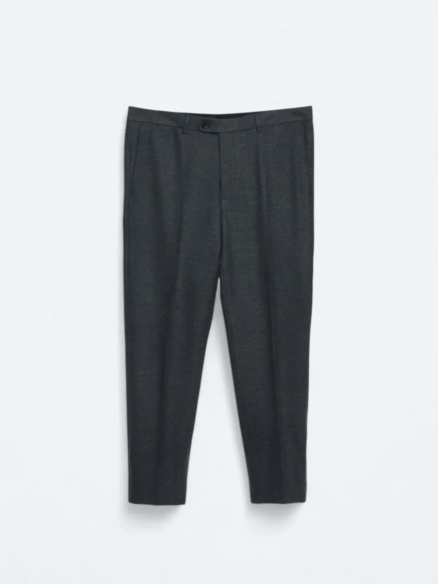 Light Navy Blue Weaving Fitted Fit Classical Trousers - 5