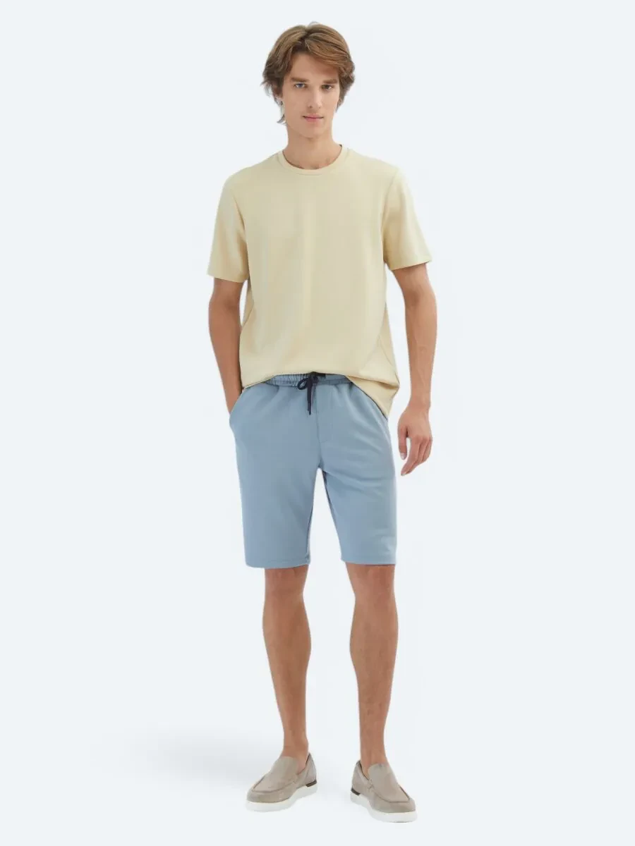 Light Yellow Plain Crew Neck T-Shirt - 2