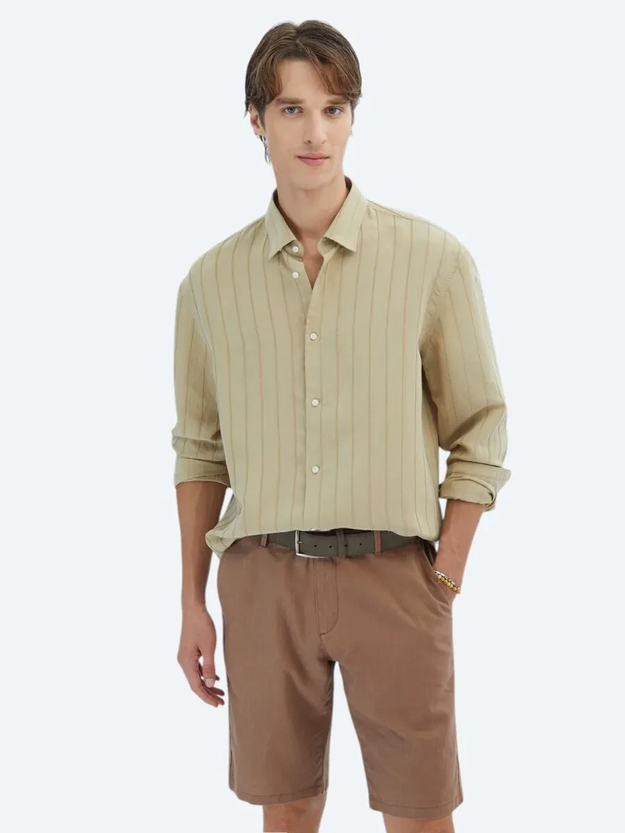 Limon Küfü Oversize Fit Dokuma Casual Gömlek - 1