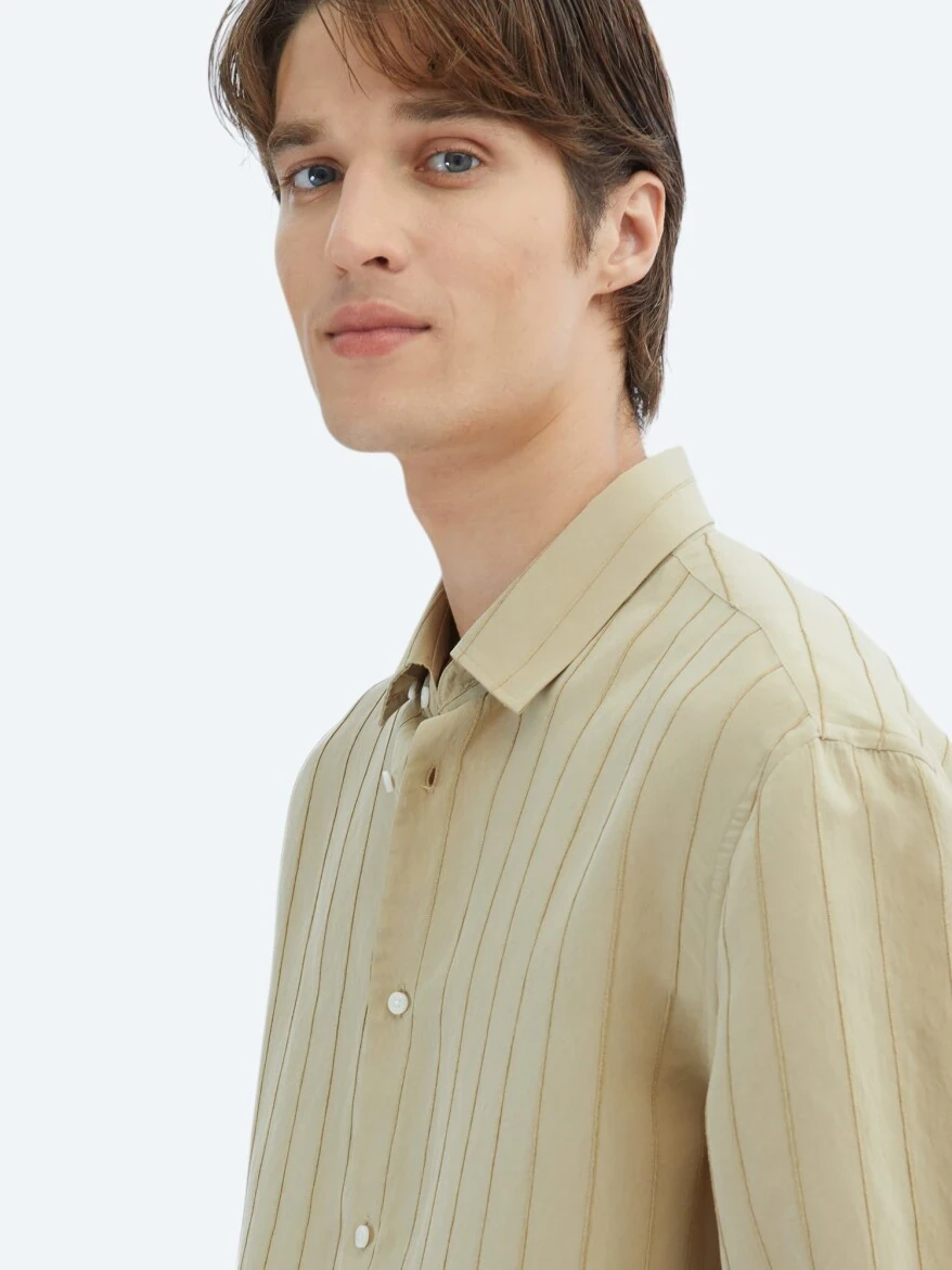 Limon Küfü Oversize Fit Dokuma Casual Gömlek - 3