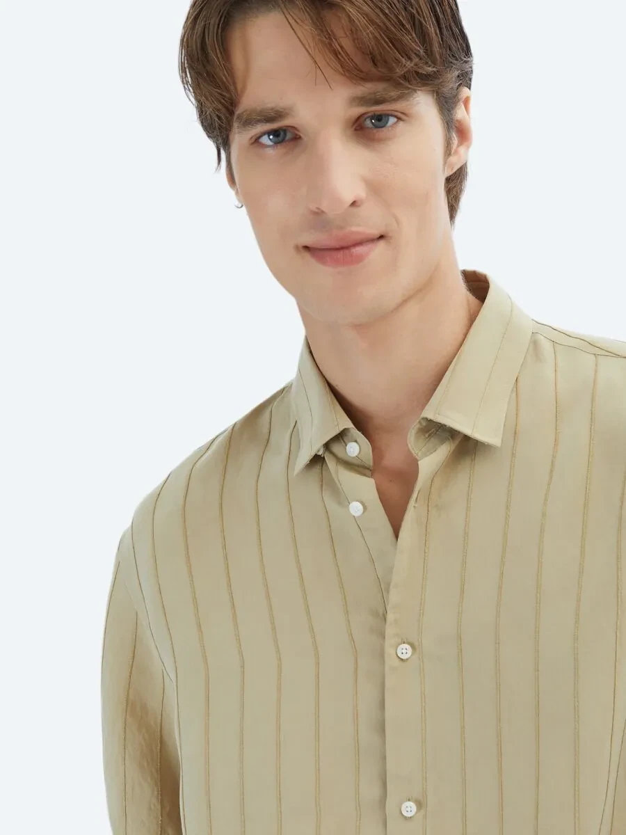Limon Küfü Oversize Fit Dokuma Casual Gömlek - 4